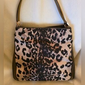 Coach Leopard Print Shoulder Bag - Black and Brown